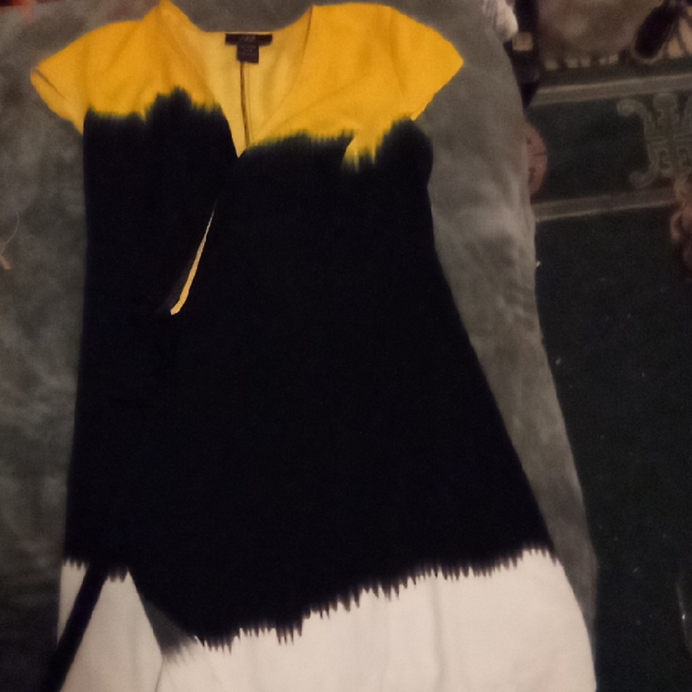 Midnight Velvet Yellow and Black Midi Dress